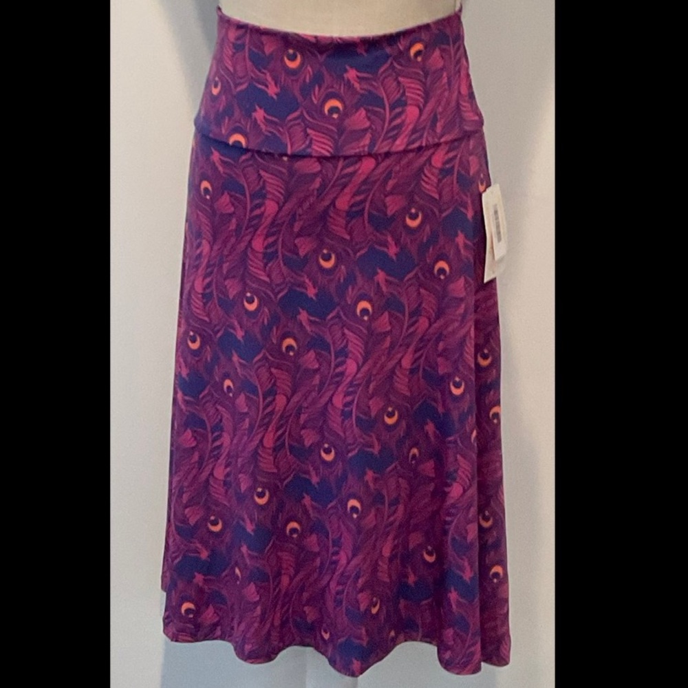 Lularoe Pink Peacock Azure Flare Skirt - NWT